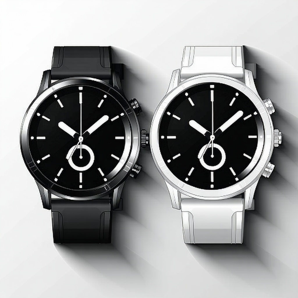 black and white 2 sports watches with same time-1